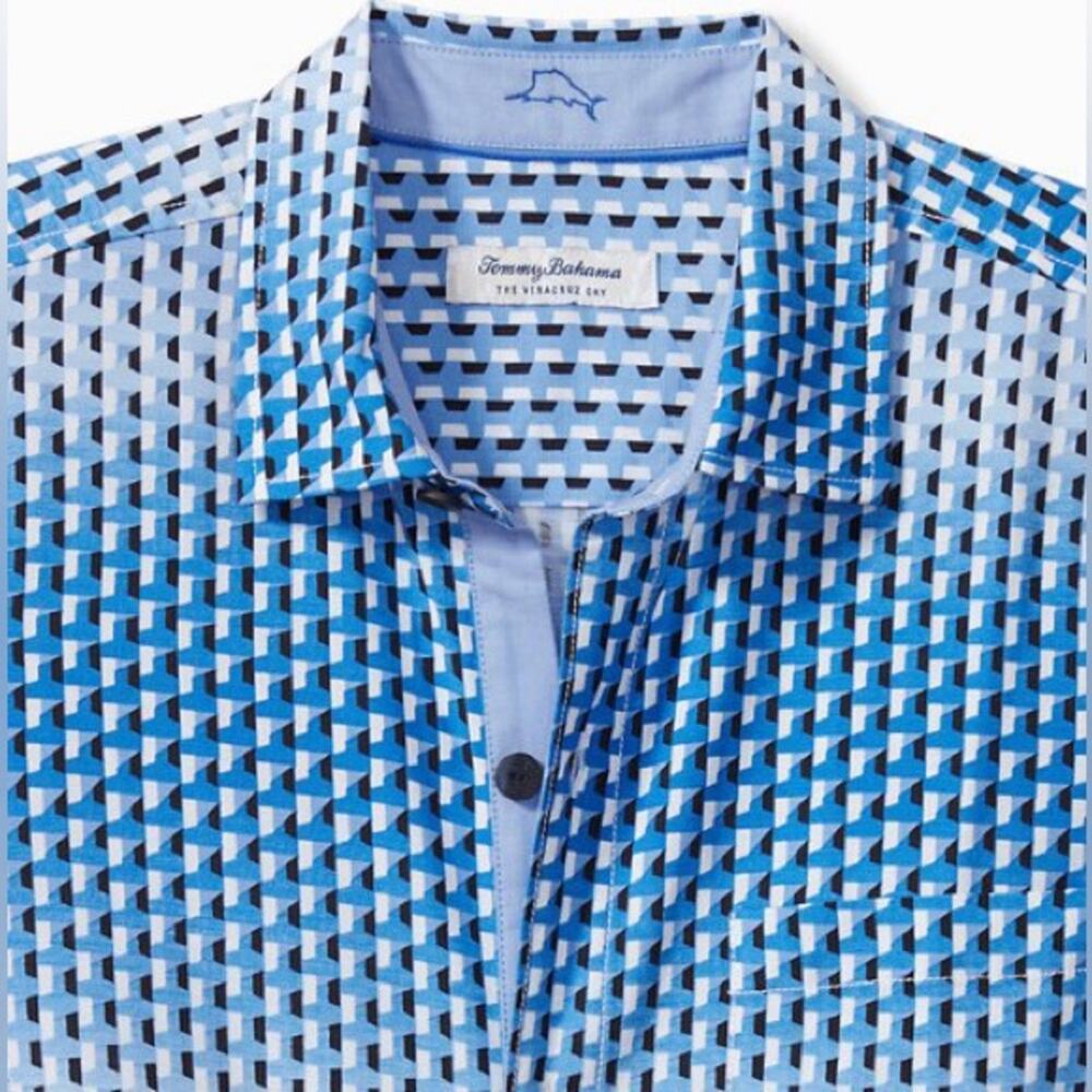Tommy Bahama
Veracruz Cay Ombre Geo Short Sleeve Woven Shirt Sz XXL